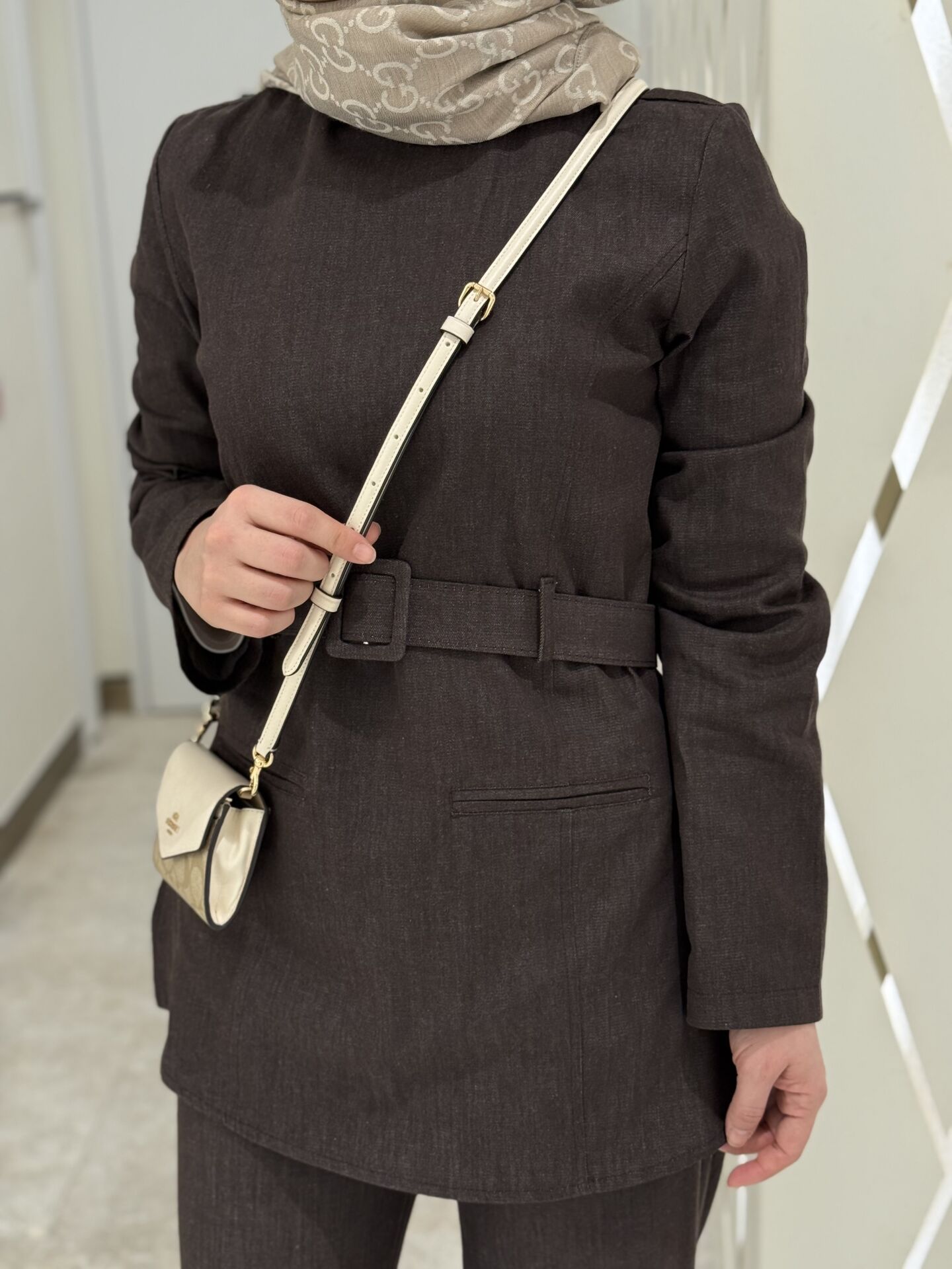 Kemerli Kot Takım Kahve