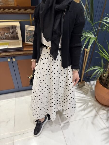 Puantiye etek / BEYAZ