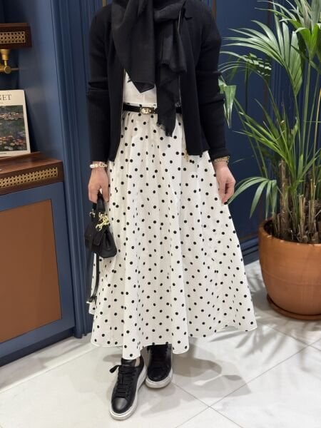 Puantiye etek / BEYAZ