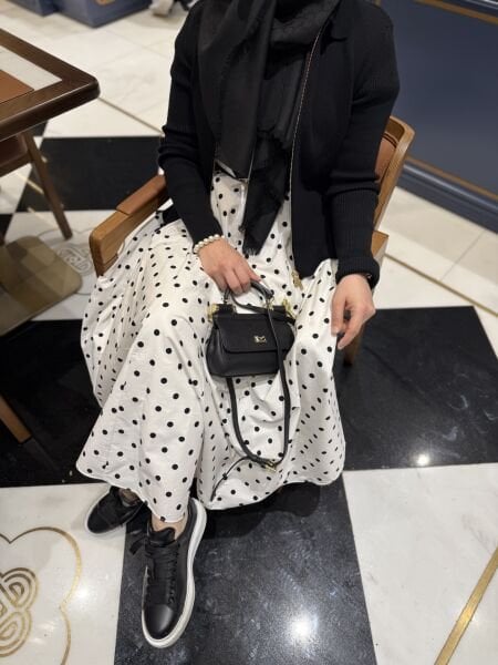 Puantiye etek / BEYAZ