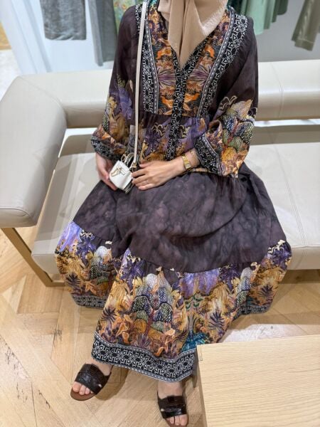 Elbise / Kahve Desenli