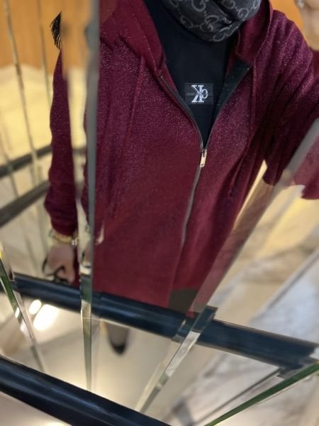 Merserize Bordo Simli Hırka