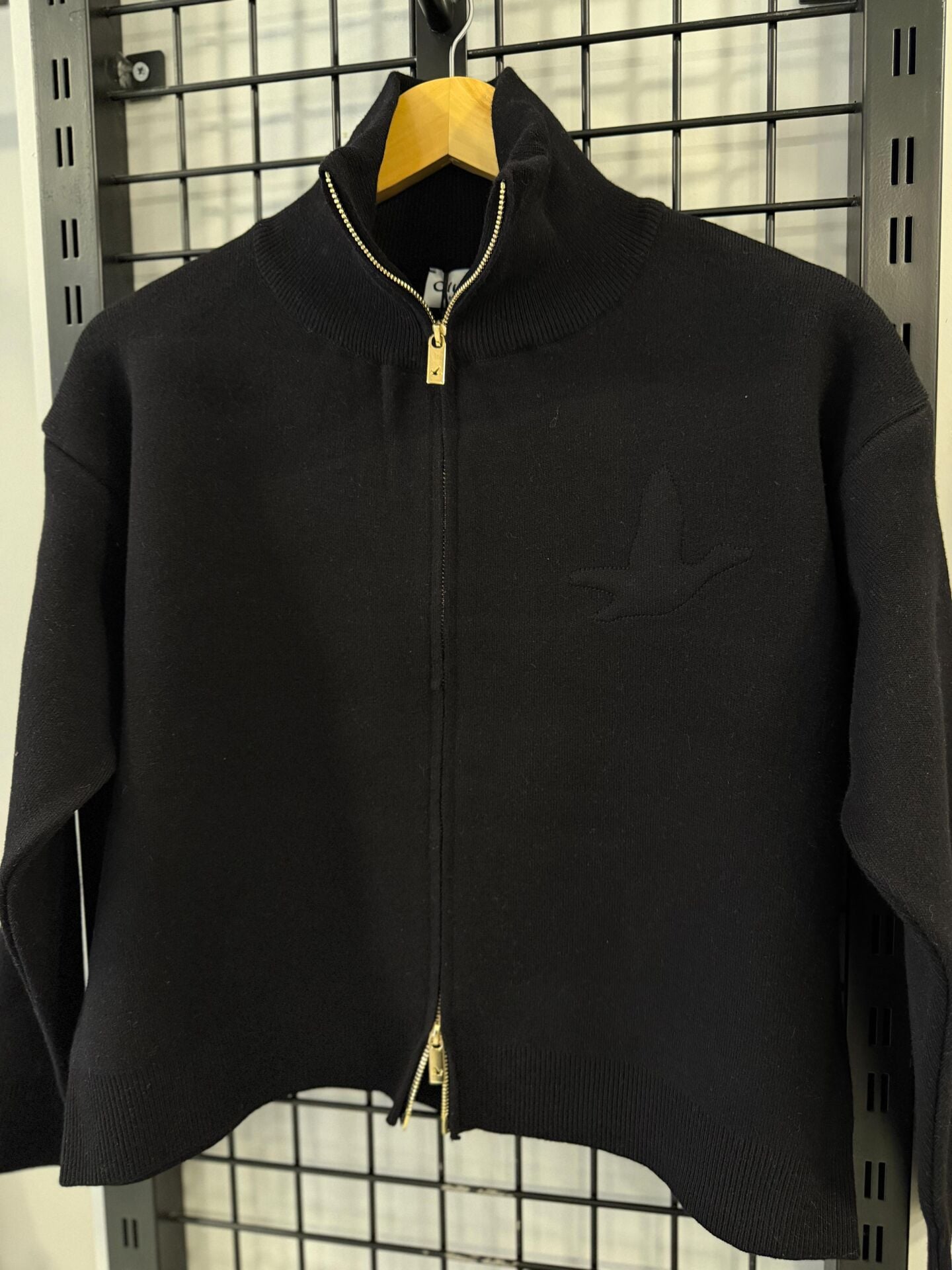 Logolu çift Fermuar siyah