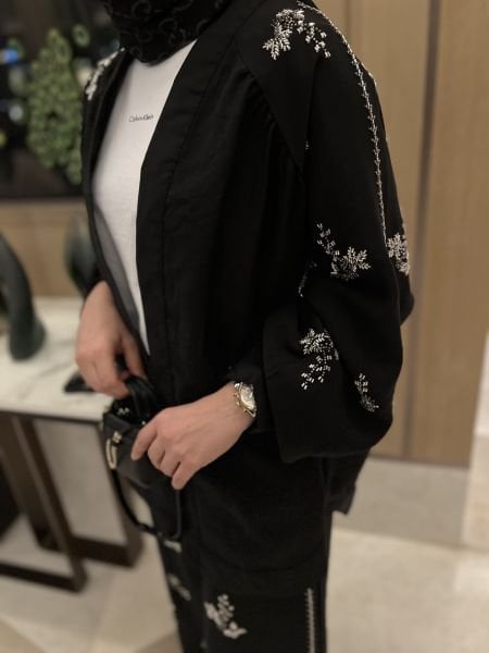 İşlemeli Kimono Siyah