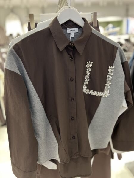 Twst kısa gömlek kahve