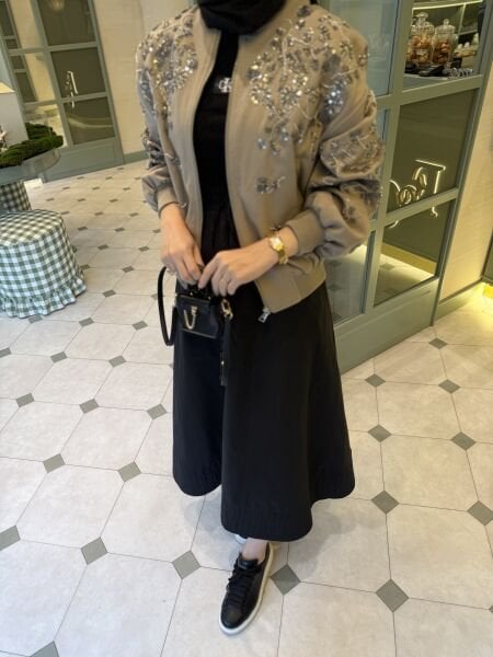 İthal işlemeli ceket bej