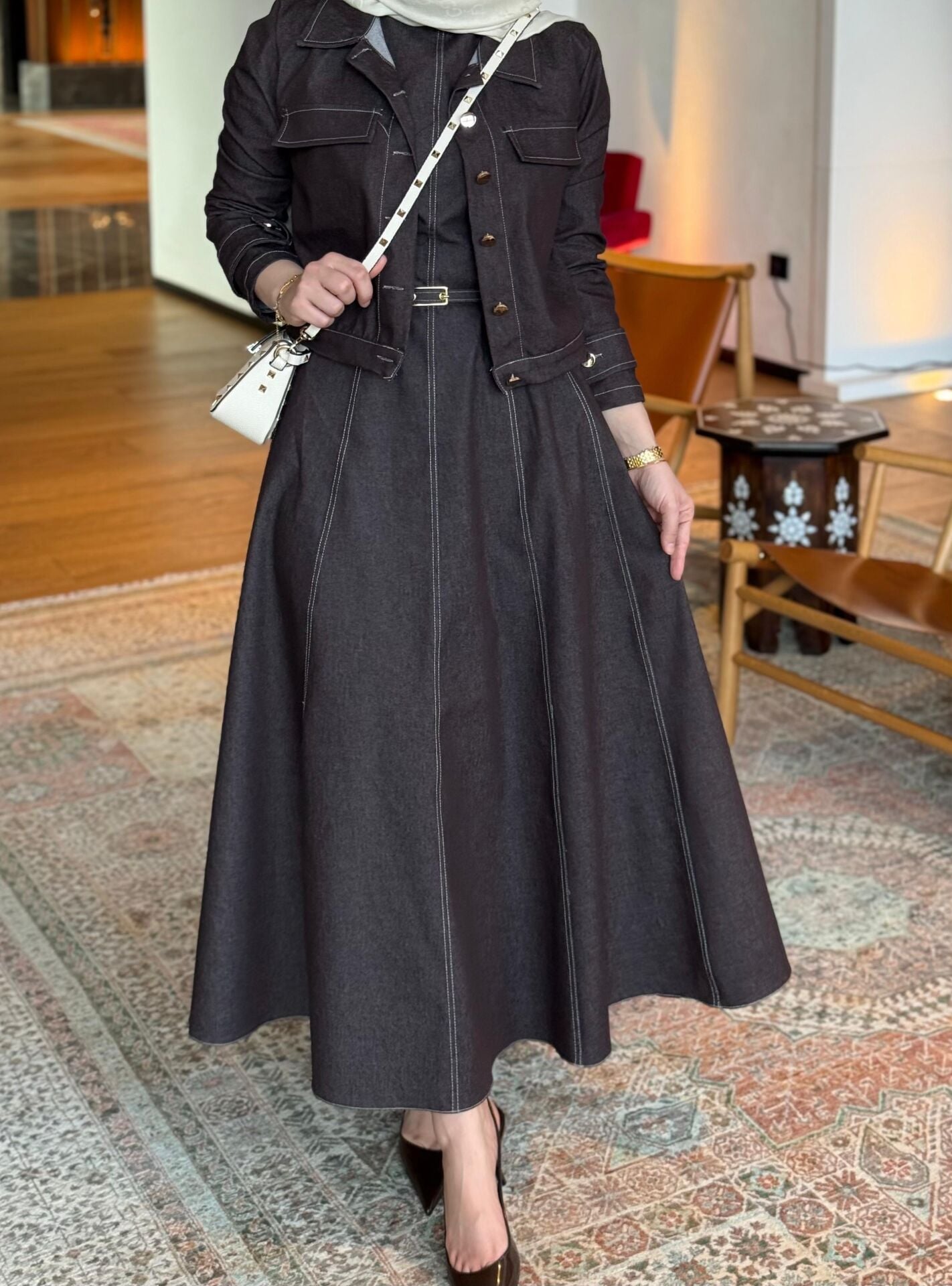 Kot Gömlekli Elbise Kahverengi