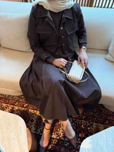 Kot Gömlekli Elbise Kahverengi