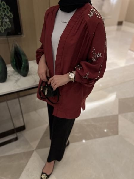 İşlemeli Kimono Bordo / ÖN SİPARİŞ