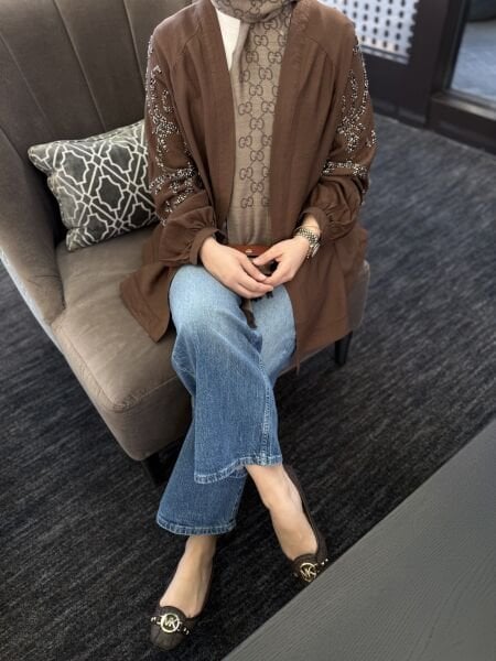 İşlemeli Kimono / KAHVERENGİ