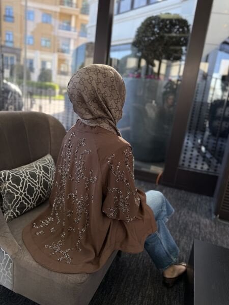 İşlemeli Kimono / KAHVERENGİ