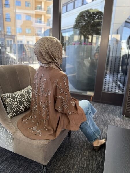 İşlemeli Kimono / KAHVERENGİ