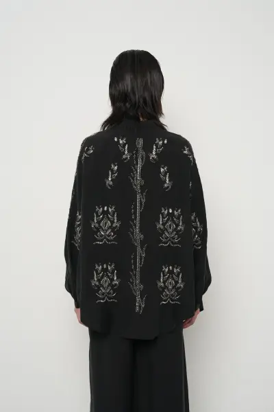 Yeni işlemeli kimono siyah