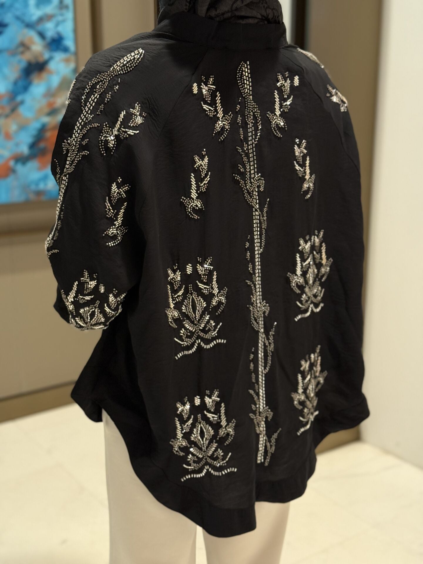 Yeni işlemeli kimono siyah