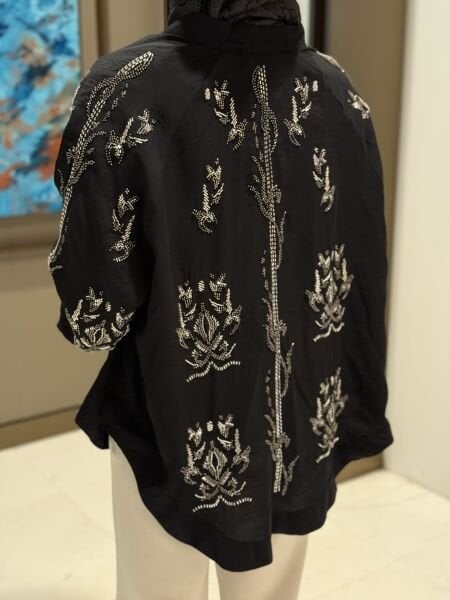 Yeni işlemeli kimono siyah