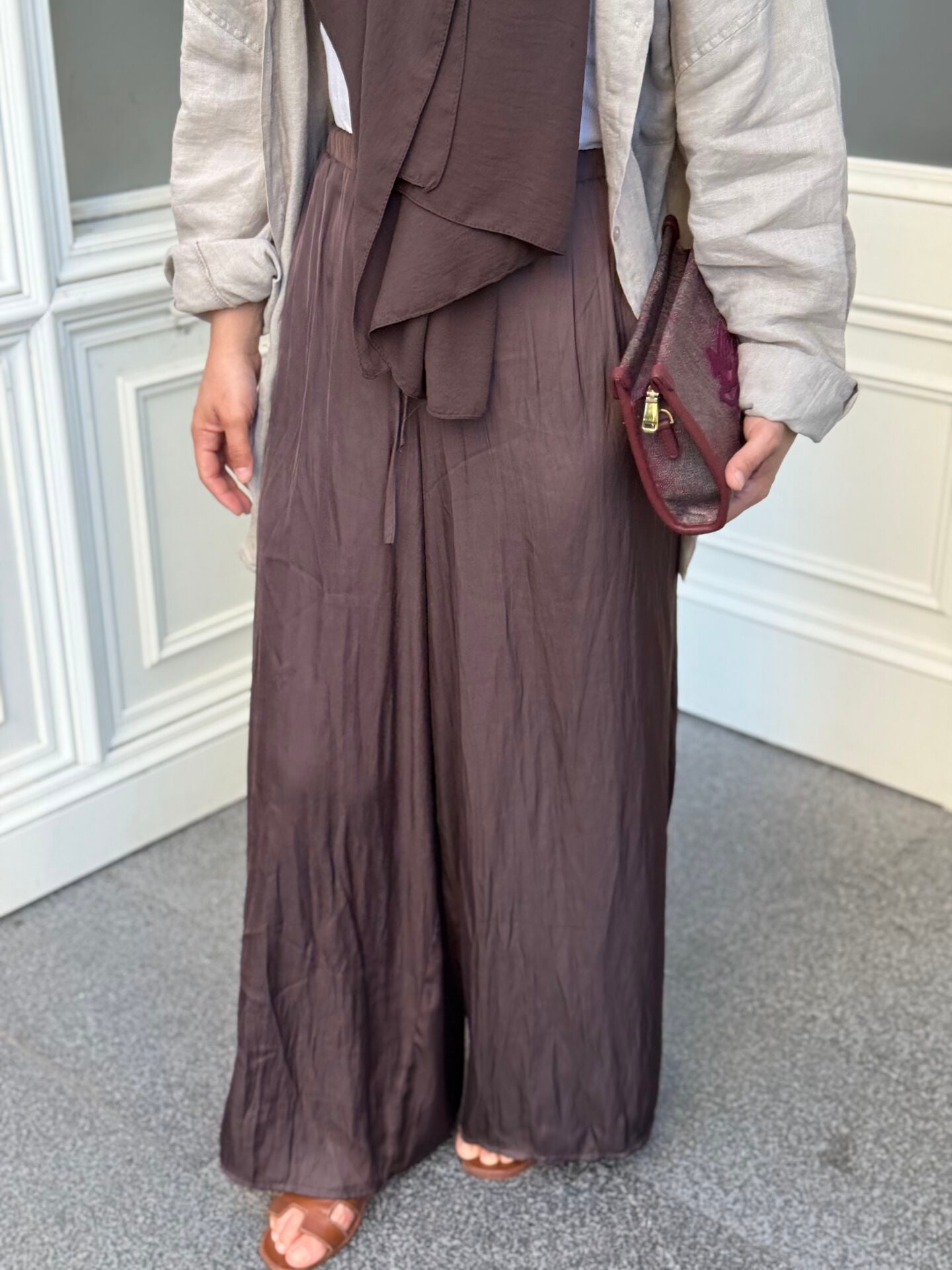 Zara saten pantolon kahve