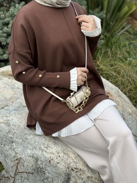 Kolları düğme detaylı kazak / ÖN SİPARİŞ