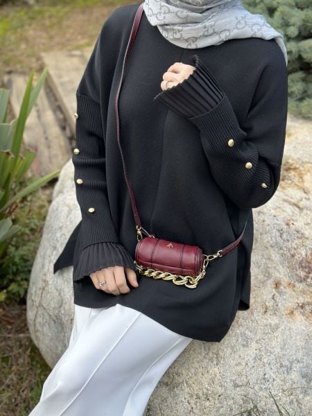 Kolları düğme detaylı kazak / ÖN SİPARİŞ