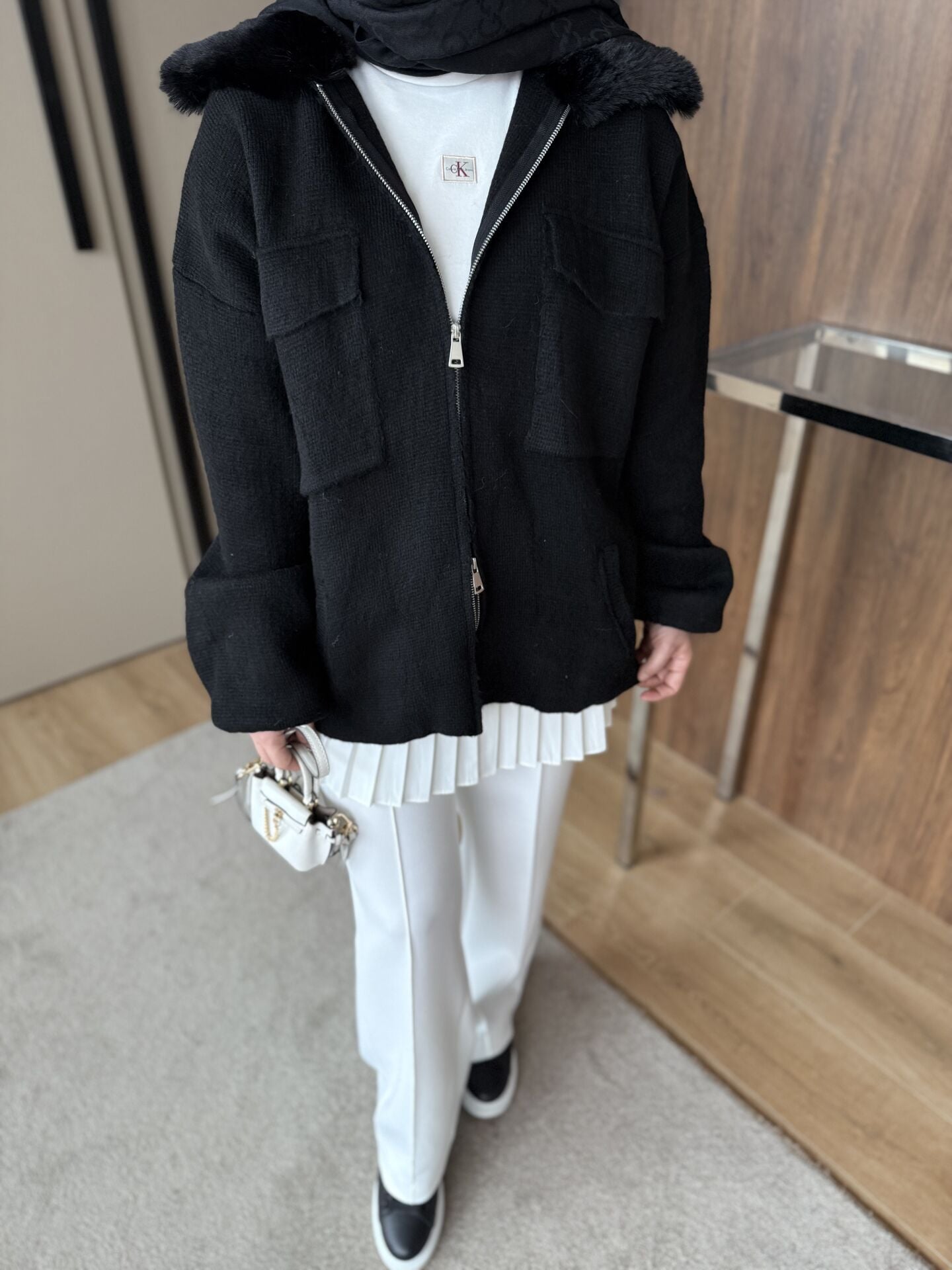 Kürklü Hırka Siyah