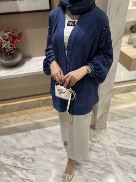 Lerry İşlemeli Kimono Mavi