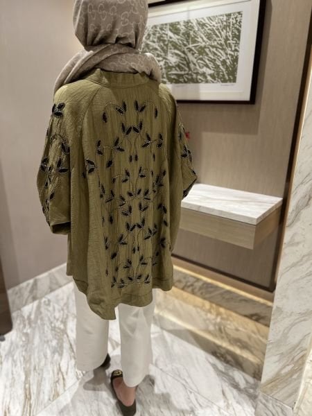 Lerry İşlemeli Kimono Yeşil