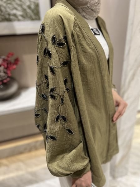 Lerry İşlemeli Kimono Yeşil