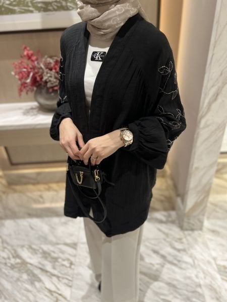 Lerry İşlemeli Kimono Siyah