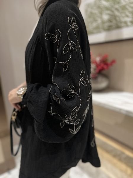 Lerry İşlemeli Kimono Siyah