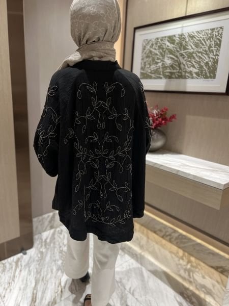 Lerry İşlemeli Kimono Siyah