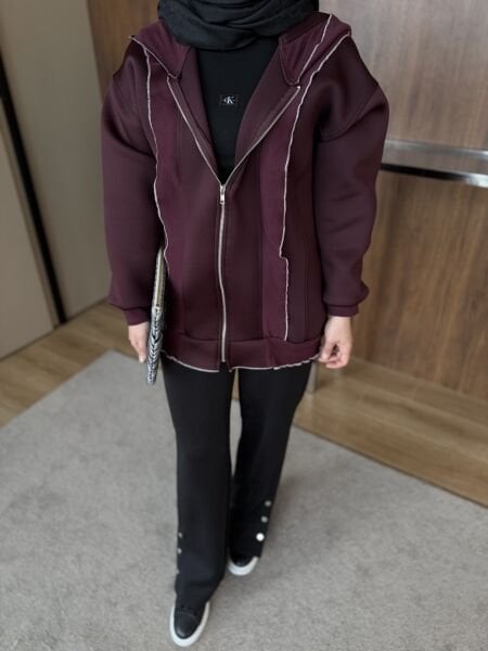 Fırfır Detaylı Hırka BORDO