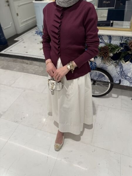 Önü büzgülü hırka mürdüm