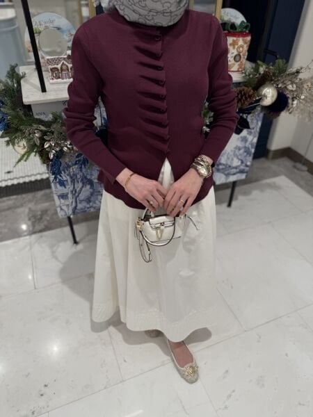 Önü büzgülü hırka mürdüm