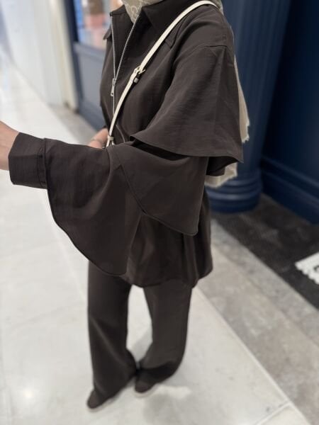 Kolu volanlı Modal takım kahverengi