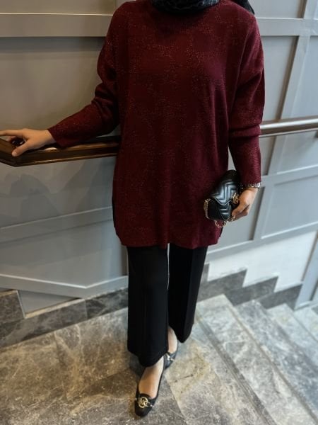 Desenli Kazak Bordo