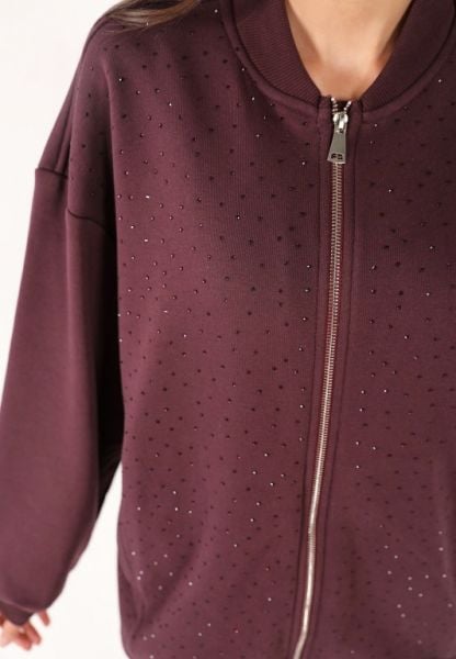 ÜÇ İPLİK Bordo Taşlı Takım