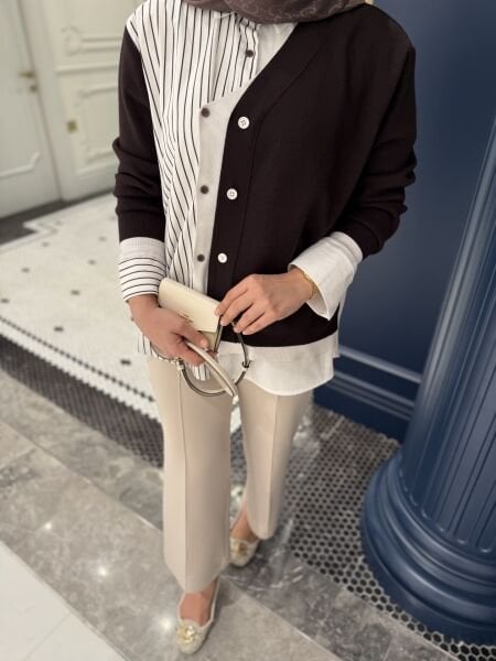 Tw*st Triko Detaylı Gömlek Kahve