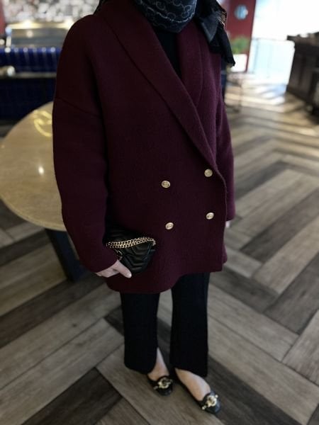 Triko düğme detaylı hırka bordo