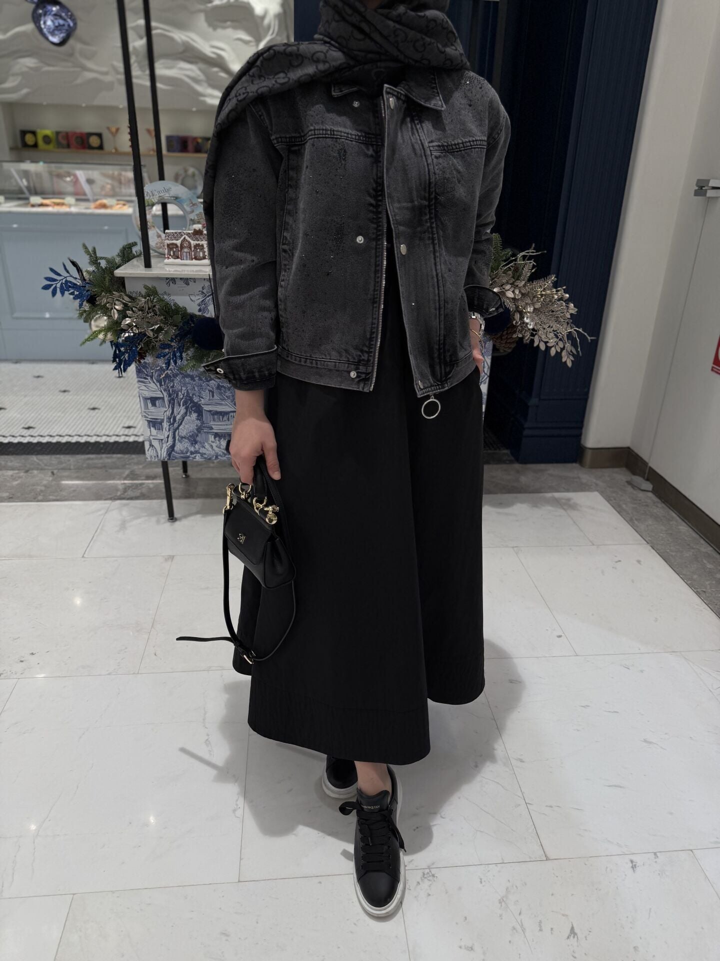 Taşlı kısa kot ceket antrasit