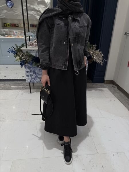 Taşlı kısa kot ceket antrasit