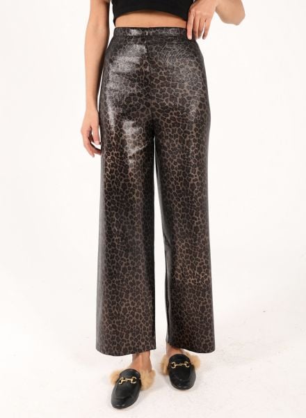 Varak detaylı leopar pantolon