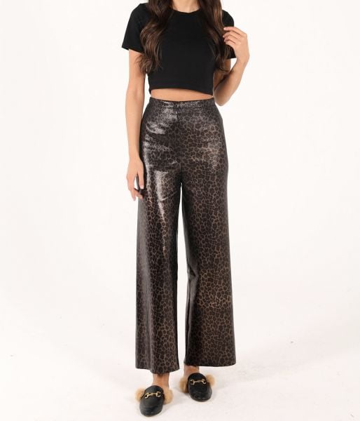 Varak detaylı leopar pantolon