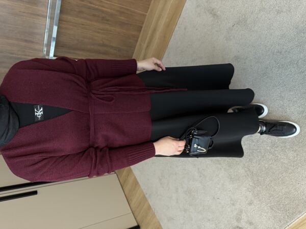 Kemerli Triko Ceket Bordo