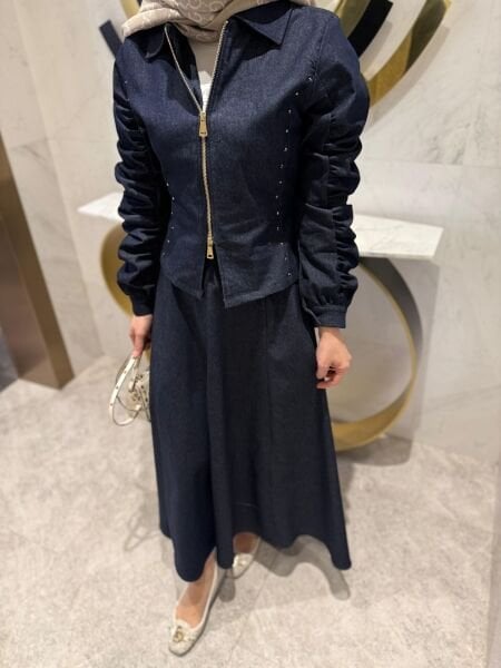 Kolu büzgülü kot takım