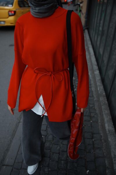 Asimetrik Tunik Kırmızı