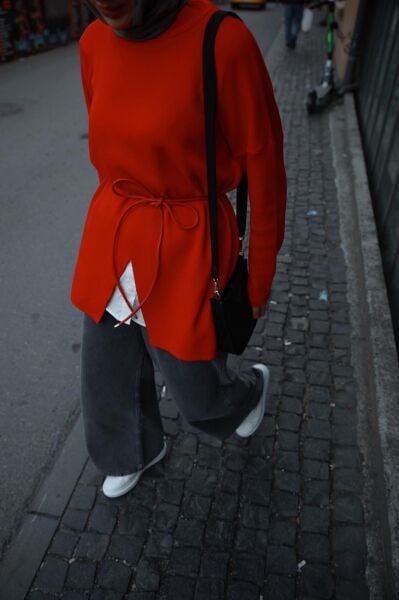 Asimetrik Tunik Kırmızı