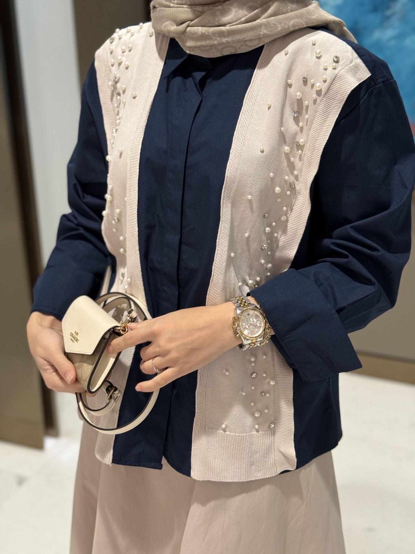 İpkyl taşlı gömlek lacivert