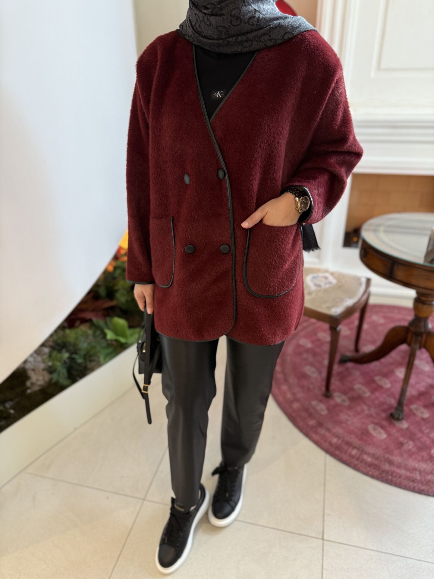 Pera Angora Hırka / Bordo