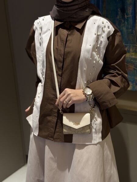 İpkyl taşlı gömlek kahve