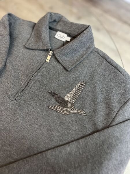 Bym Gri Fermuarlı Sweatshirt