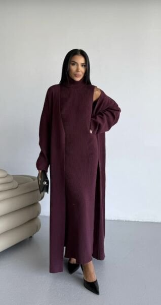 İç elbiseli takım elbise mürdüm